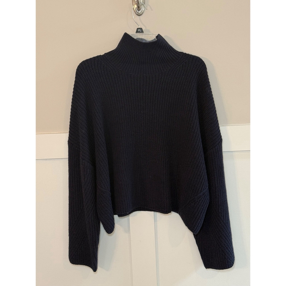 Topshop Sweaters - Women's Topshop Navy Ribbed Turtleneck Sweater XS